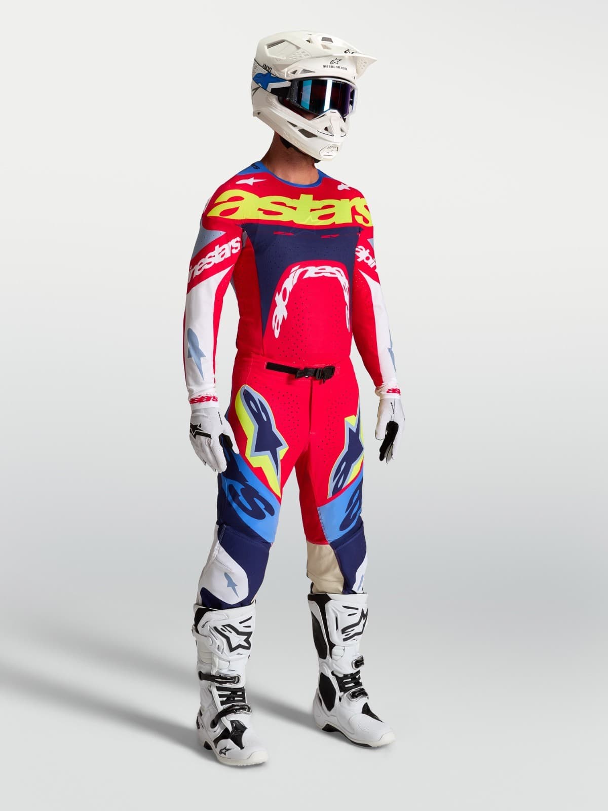 Alpinestars youth supertech dyna 2027 full motocross/enduro kit fire red/blue