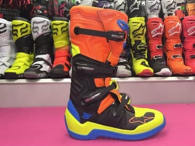 Alpinestars tech 5 motocross/enduro boots orange/yellow/blue