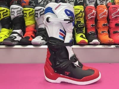 Alpinestars tech 3 motocross/enduro boot white/black/red/blue